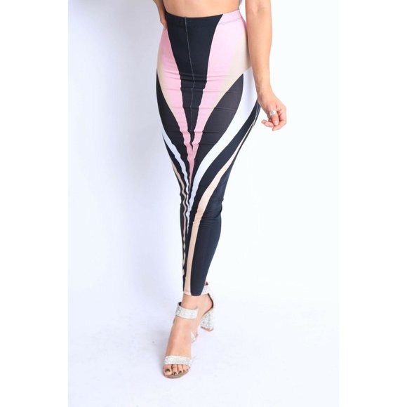 Boutique Dresses & Skirts - Women's Geo Printed Elastic High Waist Stretch Bodycon Maxi Pencil Skirt S,M,L